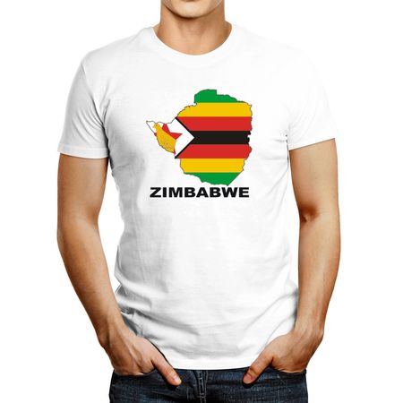 Polo de Hombre Idakoos Zimbabwe Country Map Color Blanco XXL