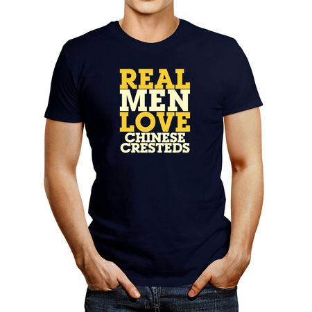 Polo de Hombre Idakoos Real Men Love Chinese Cresteds Azul Marino XS