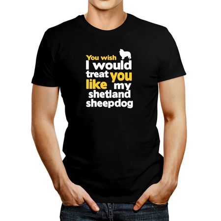 Polo de Hombre Idakoos You Wish Would Treat You Like Shetland Sheepdog Negro XL