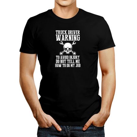 Polo de Hombre Idakoos Truck Driver Warning To Avoid Injury Negro XL