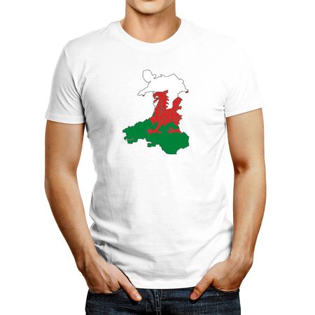 Polo de Hombre Idakoos Wales Country Map Color Simple Blanco XXXL