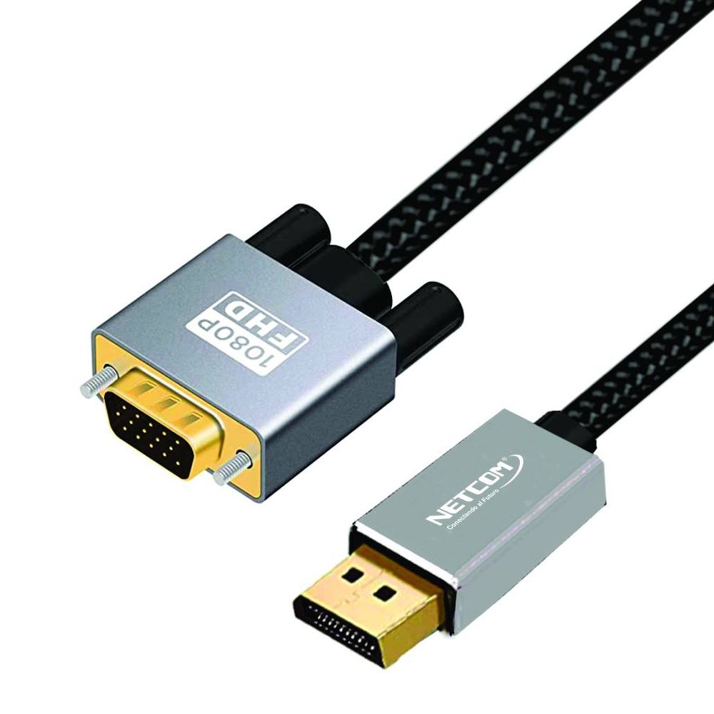 Cable Displayport a VGA Netcom Macho 1.8 Metros 4k DP a VGA 1080p