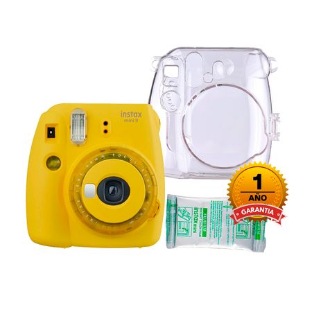 Camara Fujifilm Mini 9 Instax Clear Yellow+Pelicula x10un+Estuche Trans