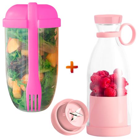 Vaso Mezclador Porta Ensaladas Frutas RS Y Licuadora Portátil Botella RS