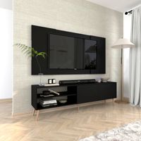 Centro de Entretenimiento 65? Caxias Mesa de TV y Panel Movenda Negro con Patas de Madera