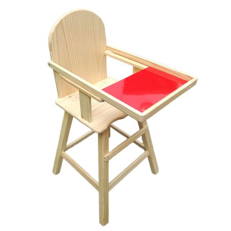 Silla de Bebe para Comer en Madera con Bandeja en Rojo