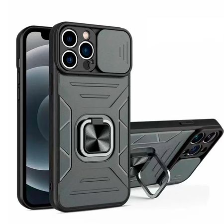 Funda Case para Samsung A30s Robot con Aro + protector de camara Gris con Aro y Protector Resistente