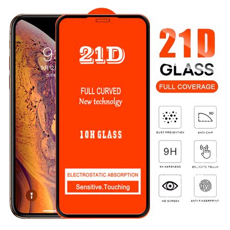 Mica para iPhone 6 Protector 21D Negro de Vidrio Templado