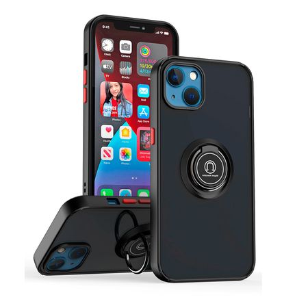 Funda Case for Motorola One Fusion Ahumado con Anillo Negro Antigolpe y Resistente a Caidas
