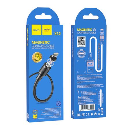 Cable Magnetico Tipo C 1m Hoco X52 Negro De Calidad y Durabilidad