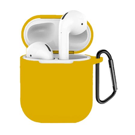 Silicone Case Con Gancho Para Airpods 1 Y 2  Amarillo Silicone Case Con Gancho Para Airpods 1 Y 2 Amarillo