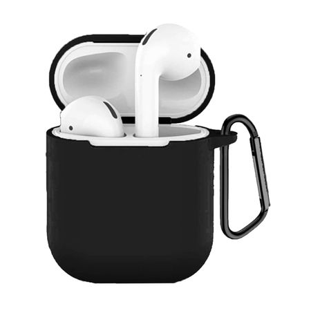 Silicone Case Con Gancho Para Airpods 1 Y 2  Negro Silicone Case Con Gancho Para Airpods 1 Y 2 Negro