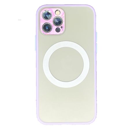 Clear Color Case Magsafe Con Protector De Camara Rosado - Iphone 12 Pro Clear Color Case Magsafe Con Protector De Camara Rosado