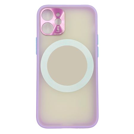 Clear Color Case Magsafe Con Protector De Camara Fucsia - Iphone 12 Clear Color Case Magsafe Con Protector De Camara Rosado