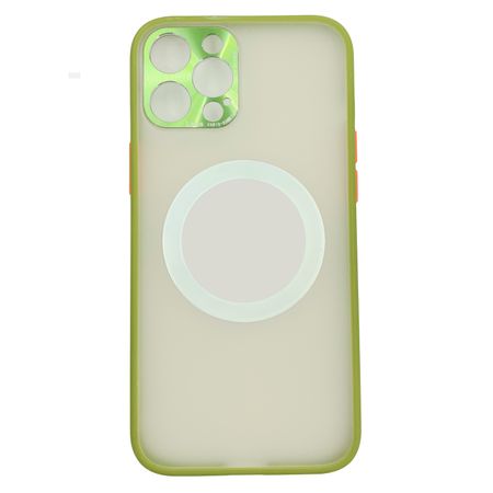 Clear Color Case Magsafe Con Protector De Camara Verde Militar - Iphone 12 Pro Max