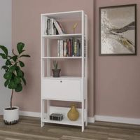 Estante Estilo Industrial Moderno Carlotte 1 Cajón Blanco R&R Muebles