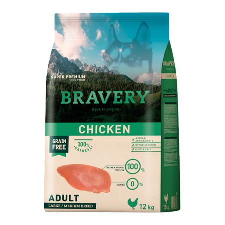 Bravery Alimento Seco Perro Adulto Rza grd Mdn Pollo 12 kg