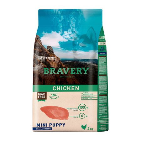 Bravery Alimento Seco Para Cachorro Rza Pequeña Pollo 2 kg