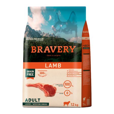 Bravery Alimento Seco Perro Adulto Rza grd Mdn Cordero 12 kg