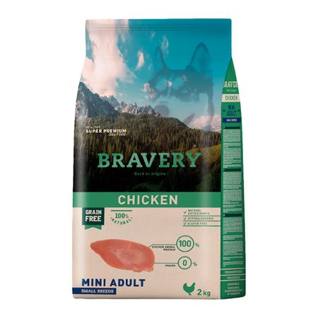Bravery Alimento Seco Perro Adulto Rza Pequeña Pollo 2 kg