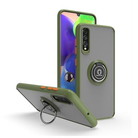 Funda Case para Samsung A20S Ahumado con Anillo Militar Antigolpe y Resistente a Caidas