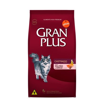 Comida para Gatos Gran Plus Gatos Castrados Adultos Salmon y Arroz 10 Kg