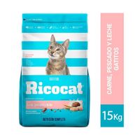 Comida para Gatos Ricocat Gatitos Carne Pescado y Leche 15 Kg