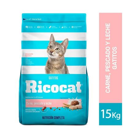 Comida para Gatos Ricocat Gatitos Carne Pescado y Leche 15 Kg