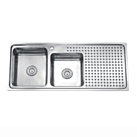 Lavadero para cocina acero 2 pozas con escurridor 120 x50 cm