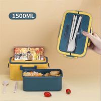 Lonchera de 3 compartimentos con cucharas y palillos