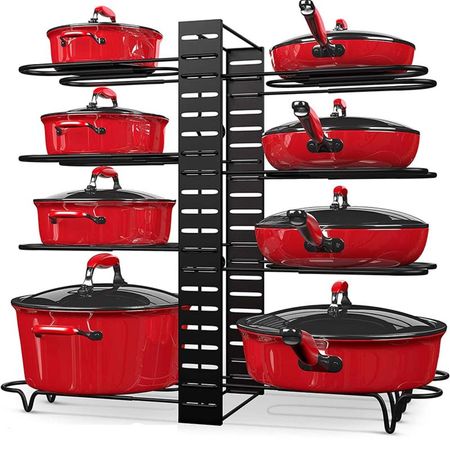 Organizador Multifuncional de Ollas Tapas y Sartenes 8 Niveles Ajustable