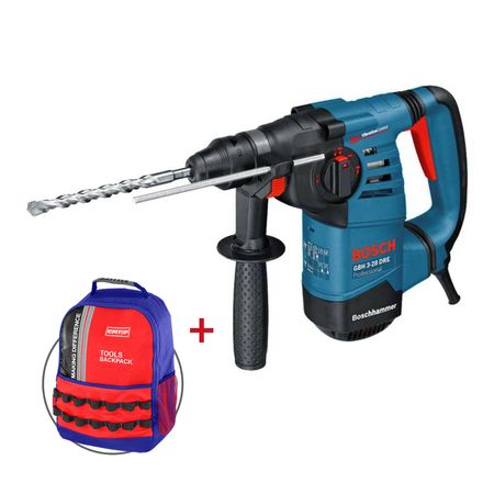 Rotomartillo Bosch GBH 3-28 DRE de 800 Watts Encastre SDS Plus Heavy Duty + Mochila