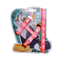 Set de Arnés y Correa Fosforescentes para Gatos Fucsia Grande