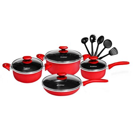 Set de Ollas Finezza FZ1658T Antiadherentes de 13 Pzas Rojo