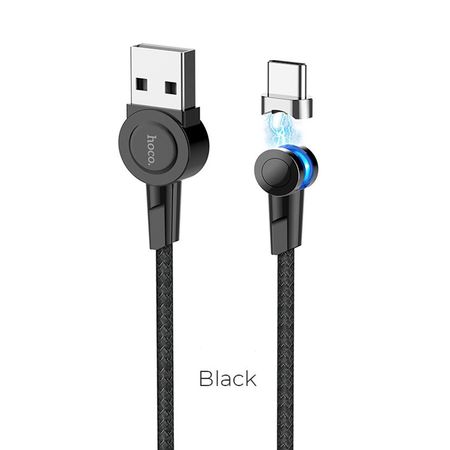 Cable Magnético Giratorio USB a Tipo C Hoco S8 1.2m Negro de Alta Calidad y Durabilidad