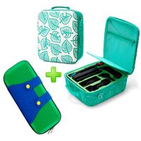 Pack Maleta para Nintendo Switch y Oled Verde Animal Crossing y Estuche Luigi VerdeAzul