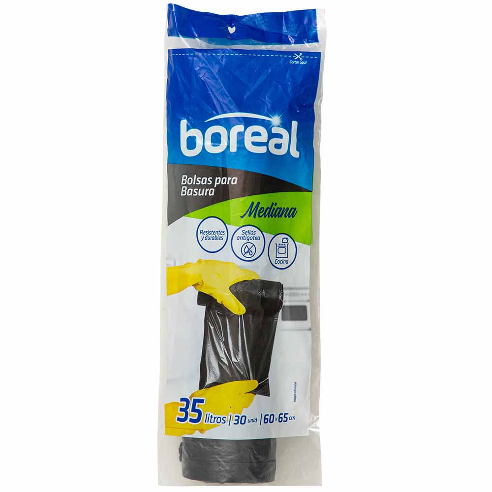 Bolsa para Basura 35L x30un BOREAL Color Negro