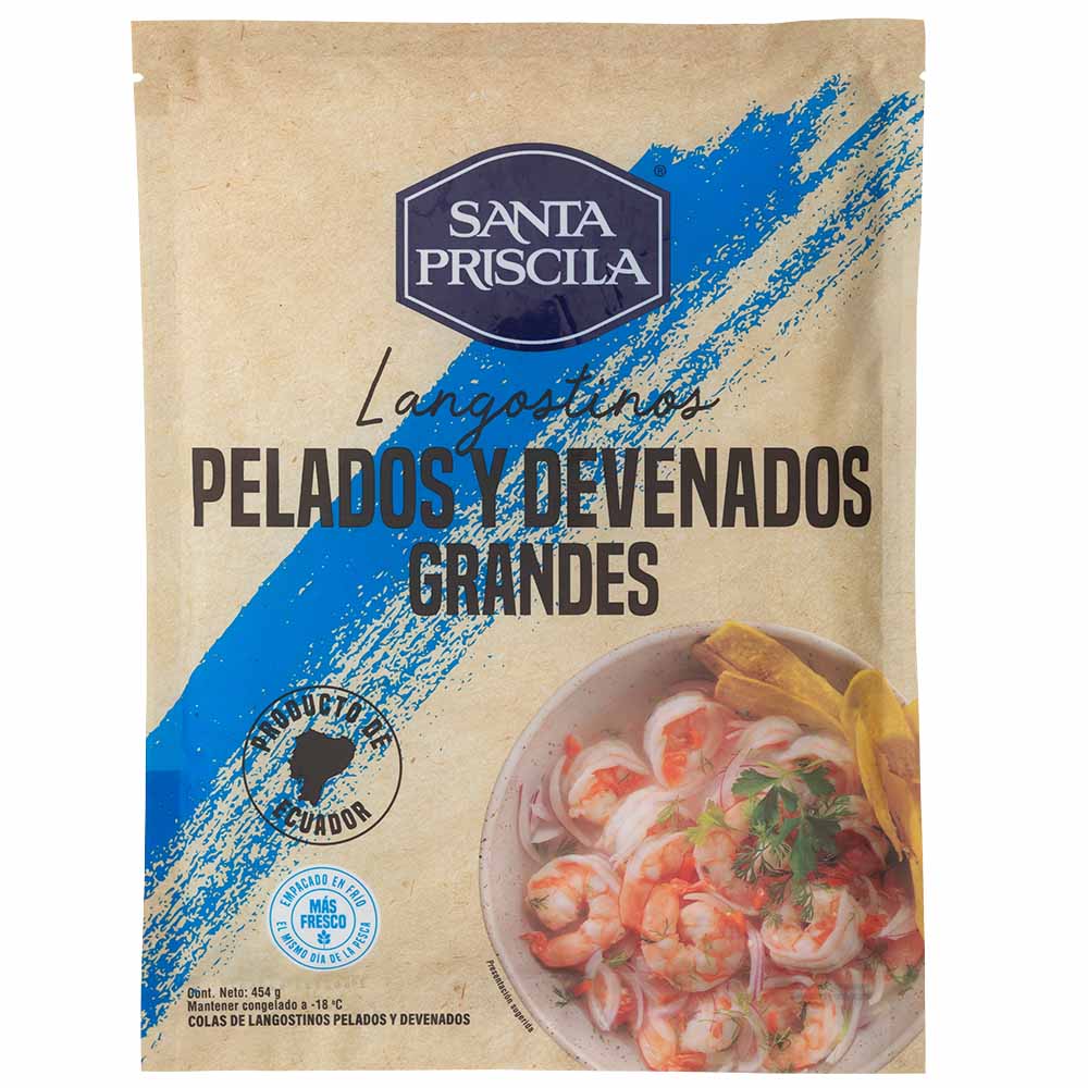 Langostinos Pelado y Desvenado Grandes 31-35 SANTA PRISCILA Bolsa 454g