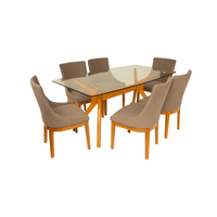Juego de Comedor 6 sillas Living Furniture Louvre Marrón
