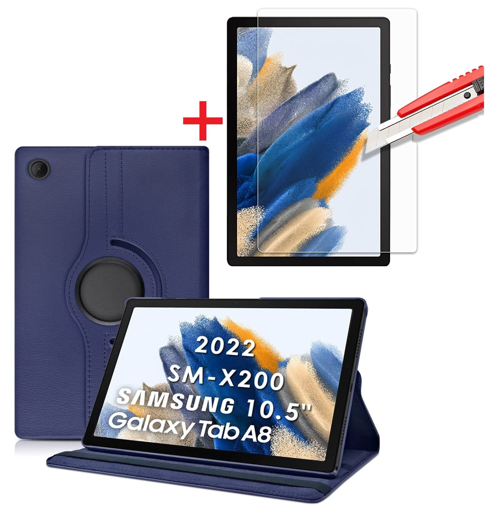 Funda Case Giratoria + Mica de Vidrio para Samsung Galaxy Tab A8 10.5"" SM-X200