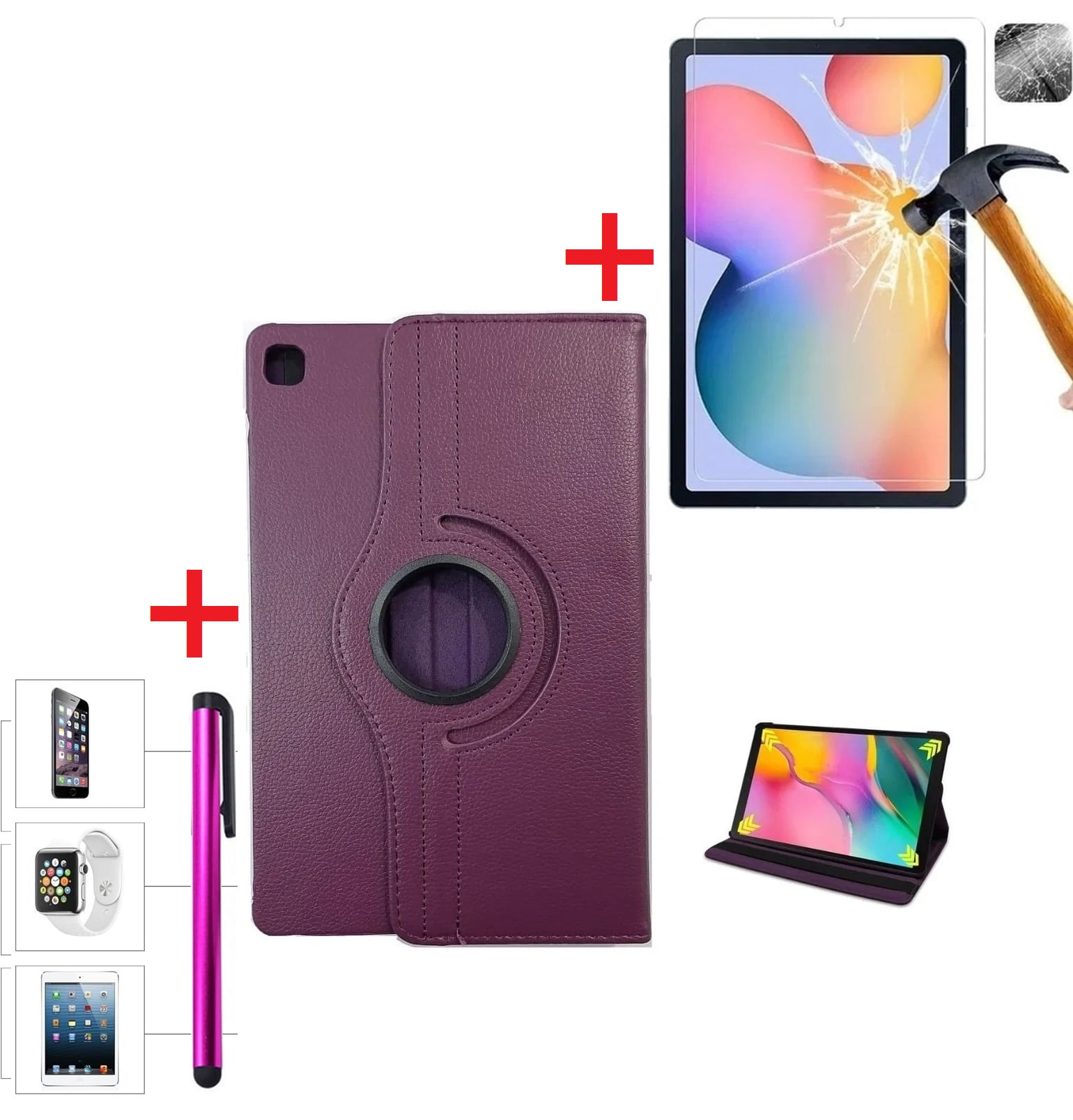 Funda Giratoria + Mica Vidrio + Lapiz Tactil para Samsung Tab S6 Lite 10.4"" SM-P610