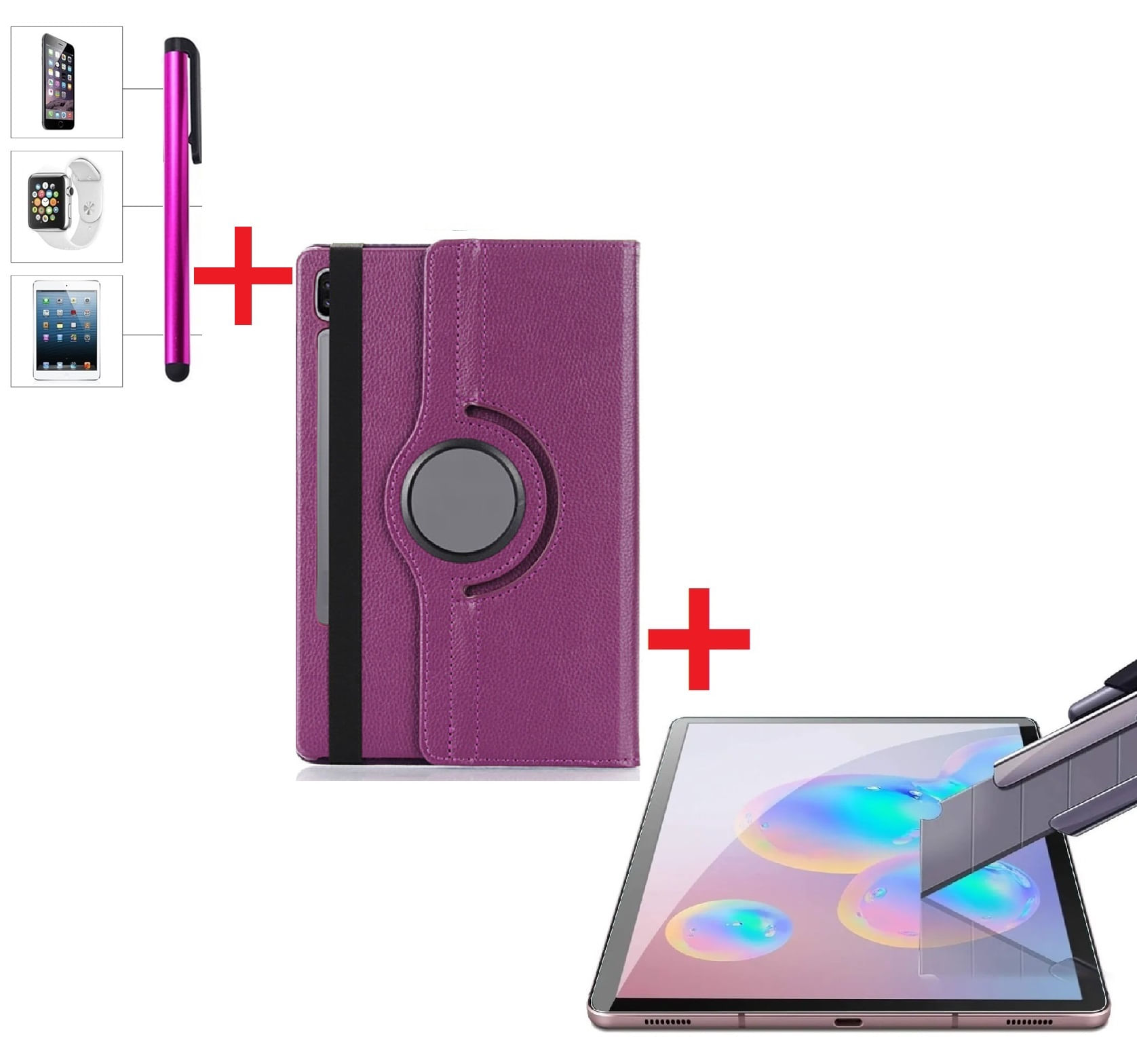 Funda Giratoria Marado y Mica Vidrio y Lapiz Para Samsung Tab S6 10.5 2019 SM-T860