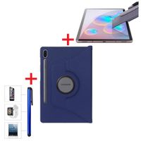 Funda Giratoria Azul y Mica Vidrio y Lapiz Para Samsung Tab S6 10.5 2019 SM-T860