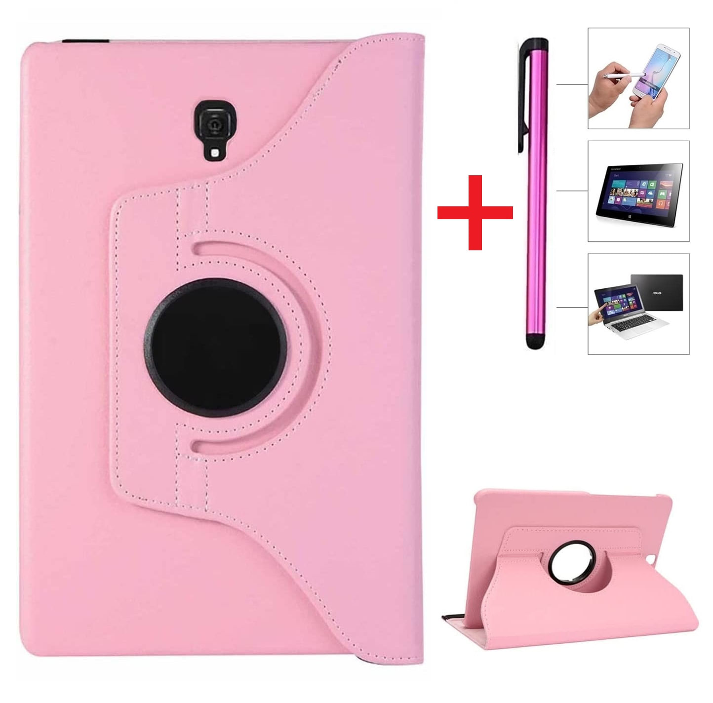Funda Giratoria 360 Rosado y Lapiz Optico Para Samsung Tab S4 10.5 SM-T830