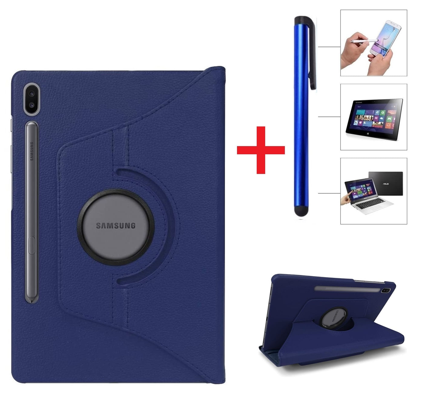 Funda Giratoria 360 Azul y Lapiz Optico Para Samsung Tab S6 10.5 2019 SM-T860