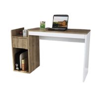 Escritorio Starhome Lufus Con Secciones Blanco Y Roble