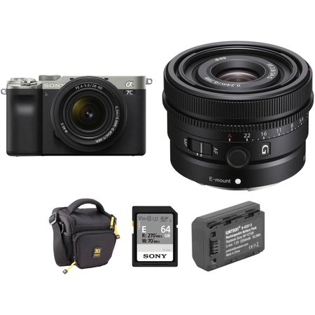 Cámara Mirrorless Sony A7C con Lentes de 28 60Mm y 24Mm y Kit de Accesorios Plateado