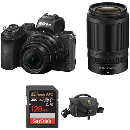 Cámara Mirrorless Nikon Z50 con Lentes 16 50Mm y 50 250Mm y Kit de Accesorios