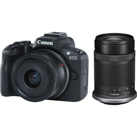 Cámara Mirrorless Canon Eos R50 con Lentes 18 45Mm y 55 210Mm Negro