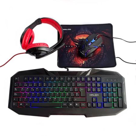 Combo 4 En 1 Gamer Teclado Y Mouse  Hunter Ha403c Halion Combo 4 En 1 Gamer Teclado Y Mouse Hunter - Ha403c Halion